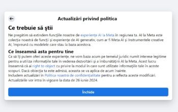 Facebook introduce noi funcţii AI pentru utilizatorii săi. Află cum foloseşte informaţiile tale. Facebook introduce noi funcţii AI pentru utilizatorii săi. Află cum foloseşte informaţiile tale.